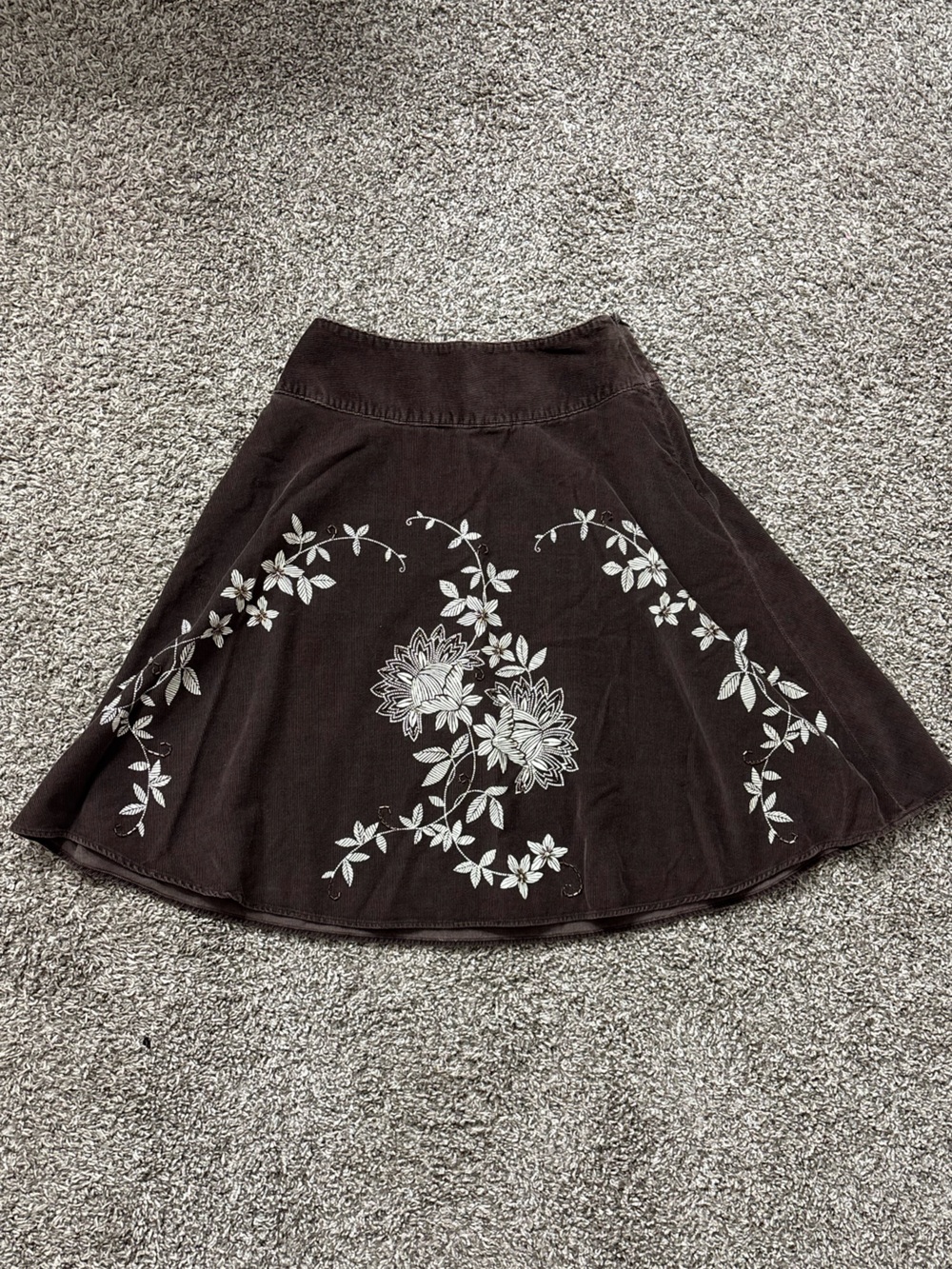 Vintage Talbots Brown Hong Kong Corduroy Circle Flare A-Line Skirt 100% Cotton 4